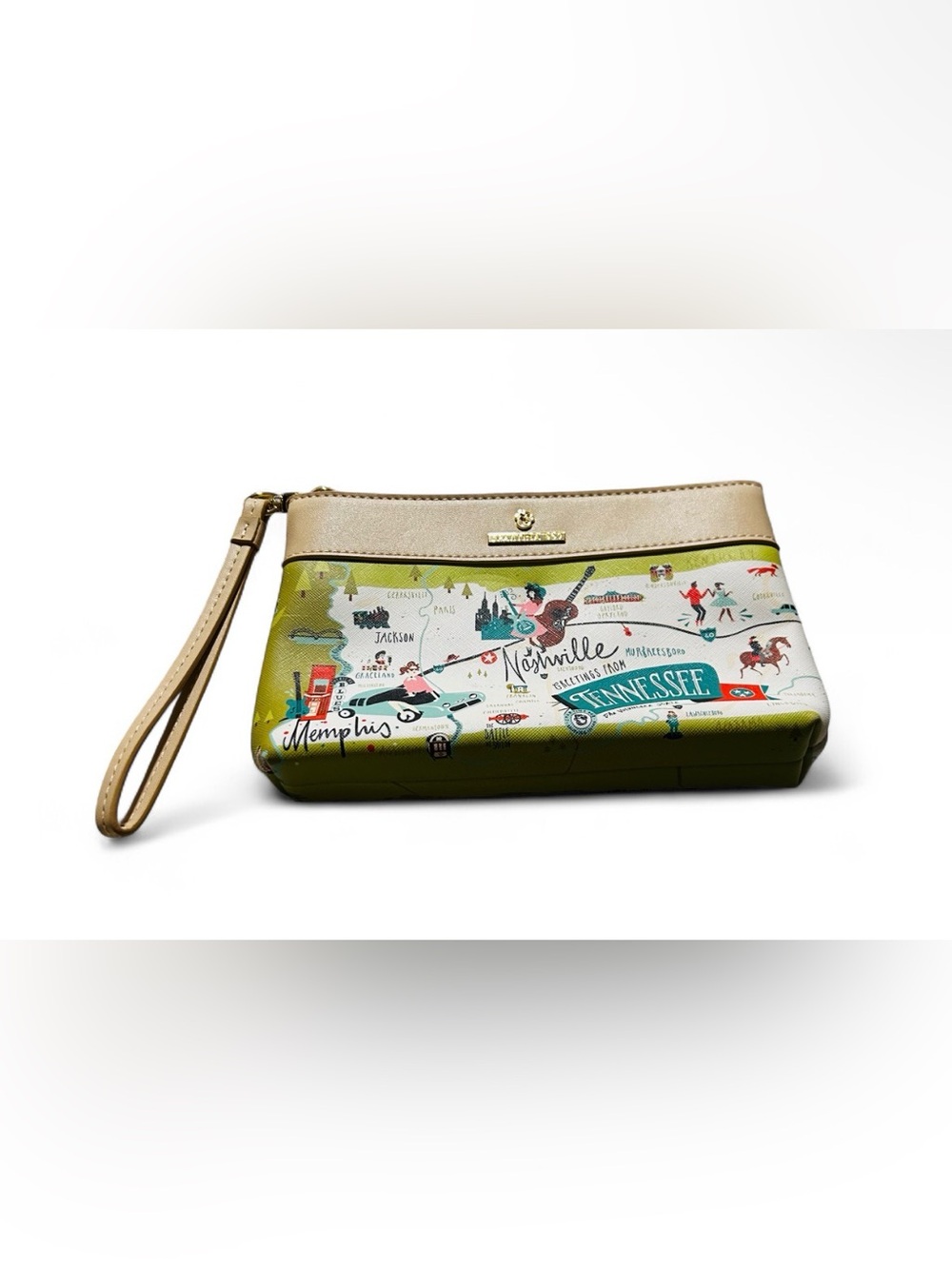Spartina 449 Green and Cream Tennessee Map Wristlet